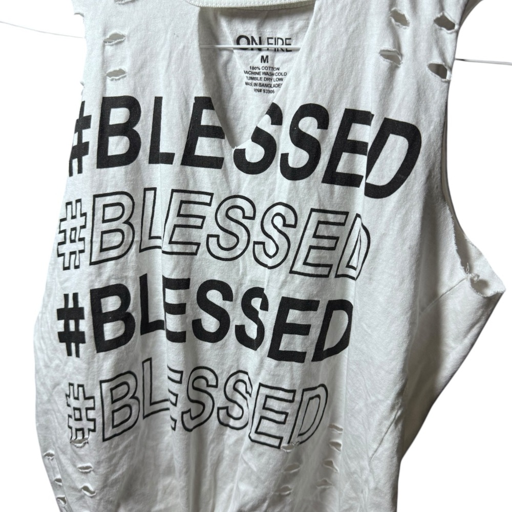 White Muscle Tee with Sleeveless Cut and Graphic Design